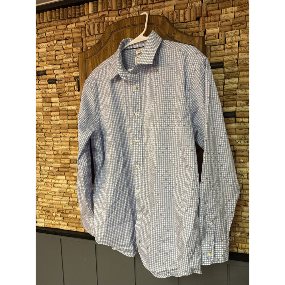 JOS. A. BANKS Dress Shirt Blue Stripe Long Sleeve Size 17-35 Tailored Fit - Picture 2 of 5